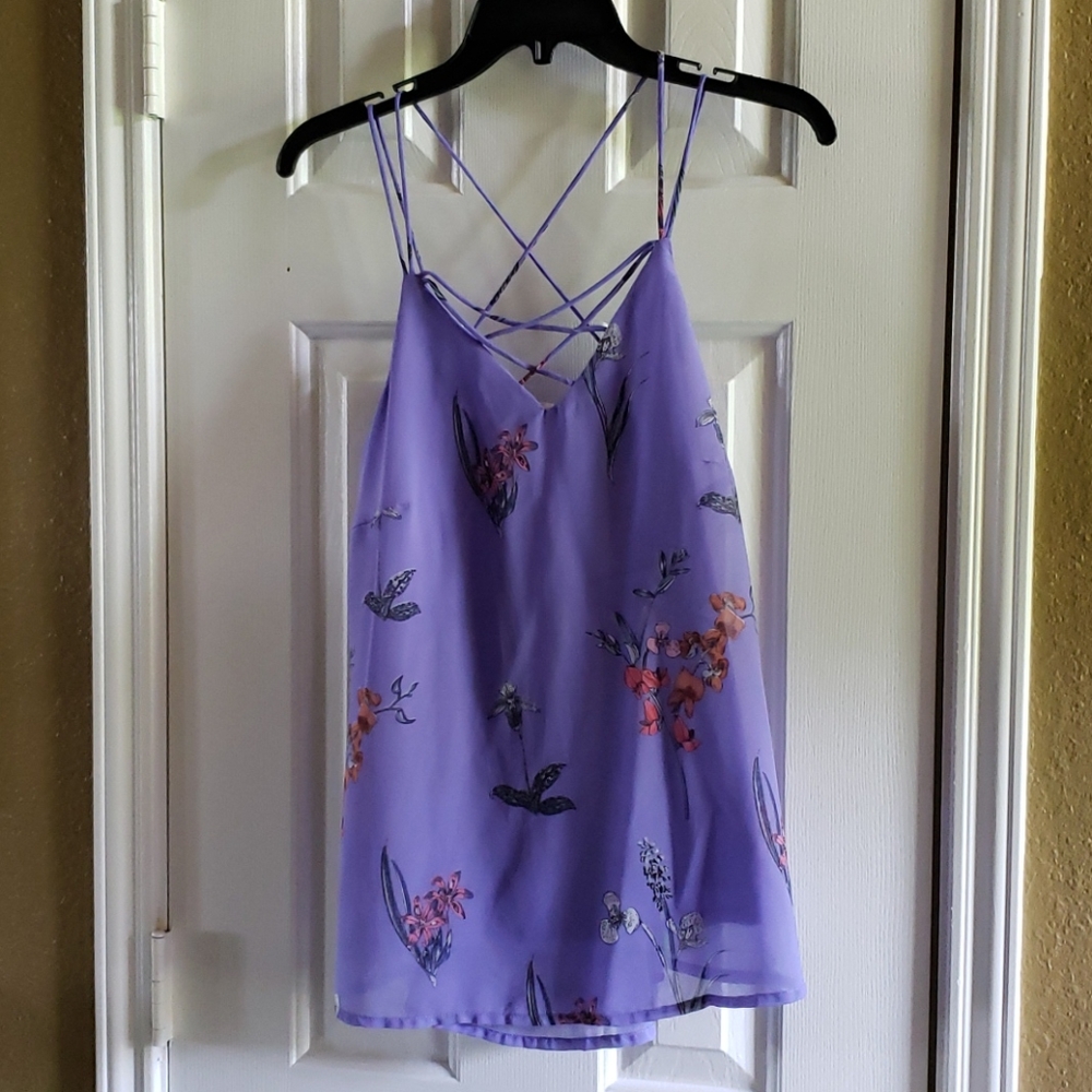 Medium, Japna, lined, strappy, floral purple shirt